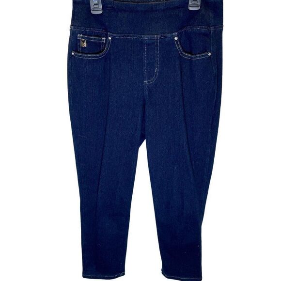 Sz 4 Flexibelle cropped jeggings Belle by Kim Gravel QVC dark denim - Picture 1 of 5